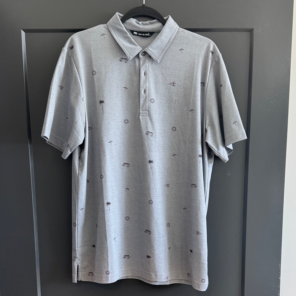 Men's Grey Polo Shirt with Subtle Print